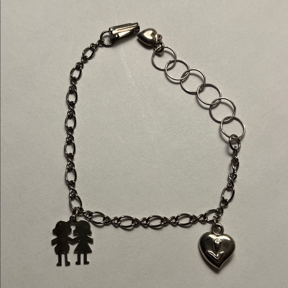 Vtg 1930’s Silver Charm Bracelet with Original Charms